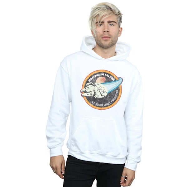 Star Wars Herr Millennium Falcon Badge Hoodie 3XL Vit White 3XL