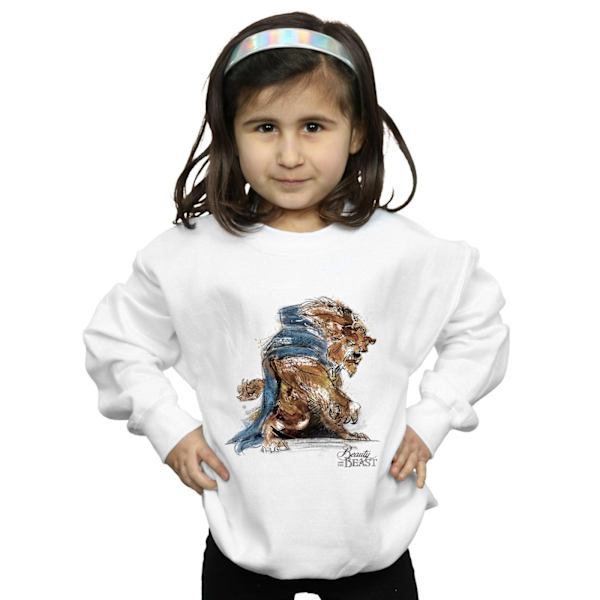 Disney Girls Beauty And The Beast Beast Sketch Sweatshirt 9-11 White 9-11 Years