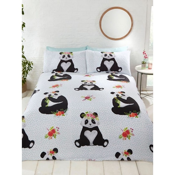 Rapport Panda Påslakan Set Enkelsäng Svart/Vit Black/White Single