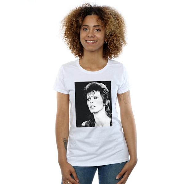 David Bowie Dam/Kvinnor Ziggy Looking Bomull T-shirt XXL Vit White XXL