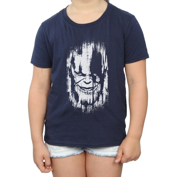 Marvel Girls Avengers Infinity War Thanos Face Bomull T-shirt 7 Navy Blue 7-8 Years