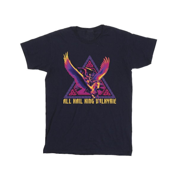 Marvel Girls Thor Love And Thunder All Hail Valkyrie Bomull T-S Navy Blue 5-6 Years