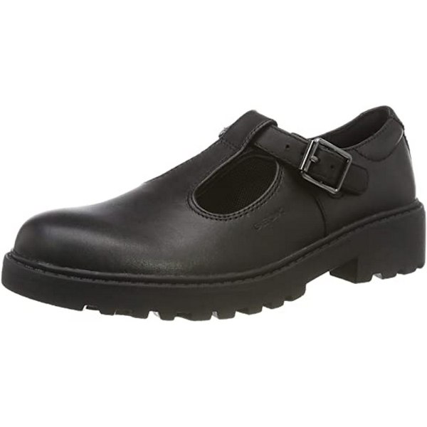 Geox J Casey G. E Läderskolskor för flickor 1.5 UK Svart Black 1.5 UK
