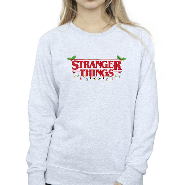 Netflix Dam/Kvinnor Stranger Things Julbelysning Sweatshirt Sports Grey XL