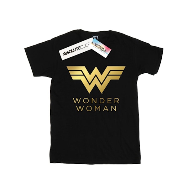 DC Comics Dam/Kvinnor Wonder Woman 84 Gyllene Logotyp Bomull Pojkvän Black 3XL