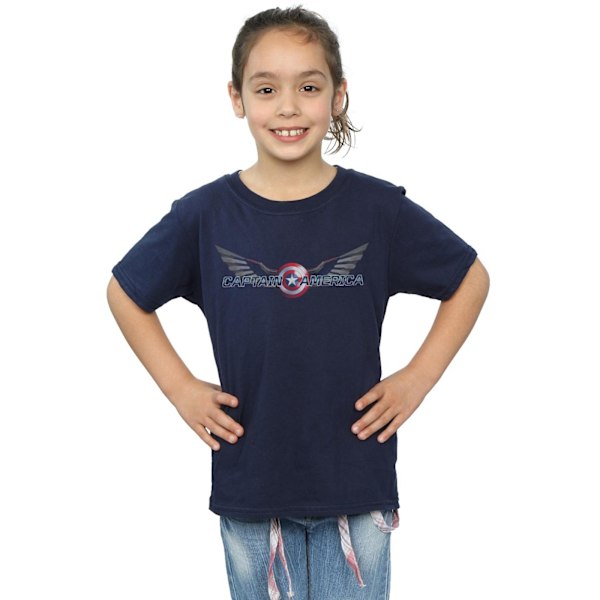 Marvel Girls Falcon And The Winter Soldier Captain America Logo Navy Blue 5-6 Years