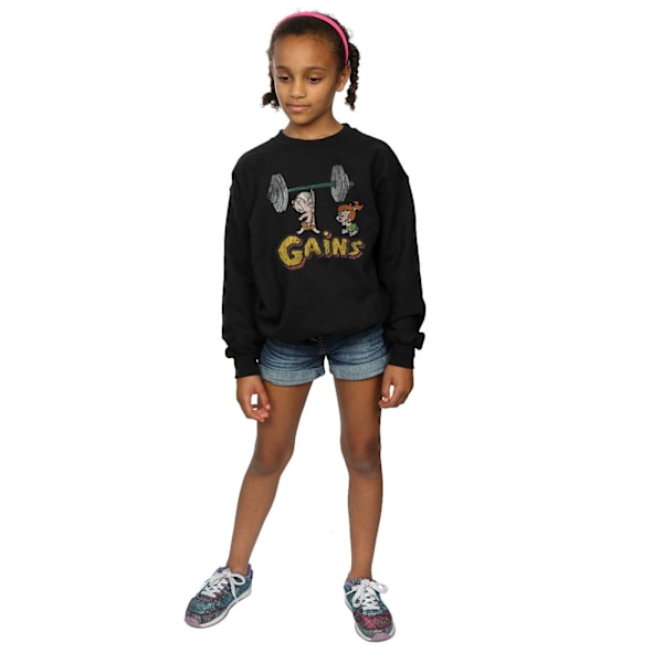 The Flintstones Girls Bam Bam Gains Distressed Sweatshirt 7-8 år Black 7-8 Years