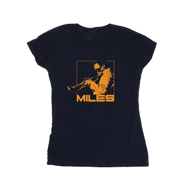 Miles Davis Dam/Kvinnor Orange Square Bomull T-Shirt L Marinblå B Navy Blue L