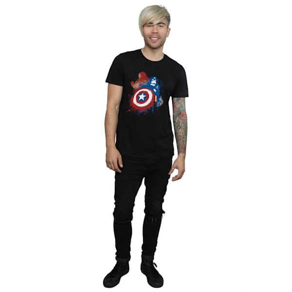 Marvel Herr Captain America Civil War Målad Vs Iron Man T-shirt Black L