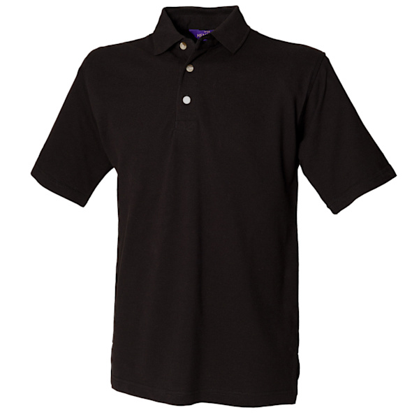 Henbury Herr Classic Plain Polotröja Med Ståkrage XL B Black XL