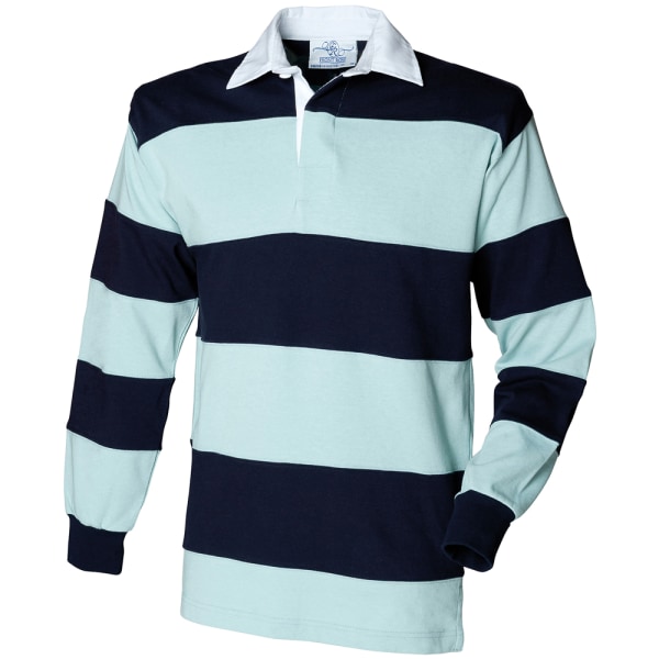 Front Row Herr Randsydd Rugby Polo Shirt L Ankaägg/marinblå Duck Egg/Navy L