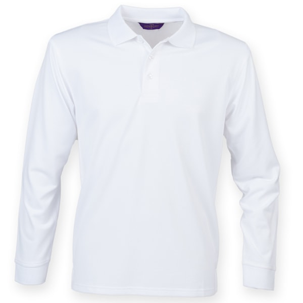 Henbury Coolplus Fukttransporterande Långärmad Pikétröja för Män 4 White 4XL