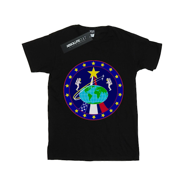 NASA Dam/Damer Classic Globe Astronauts Bomull Boyfriend T-Shirt XL Svart Black XL