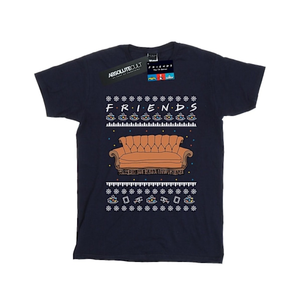 Friends Dam/Damer Fair Isle Couch Bomull Boyfriend T-shirt Navy Blue XXL