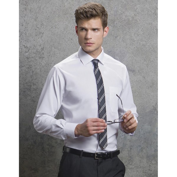 Kustom Kit Herr Premium icke-järn långärmad skjorta 18 tum Vit White 18inch