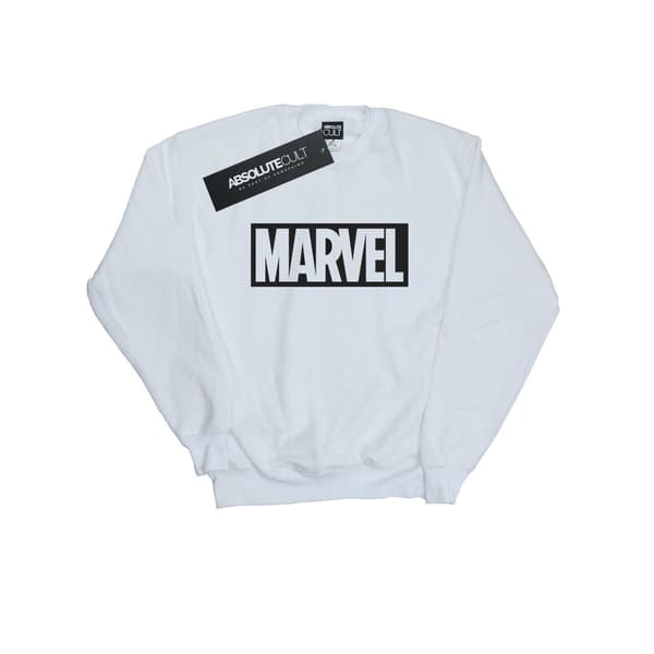 Marvel Pojkar Logotyp Outline Tröja 5-6 År Vit White 5-6 Years