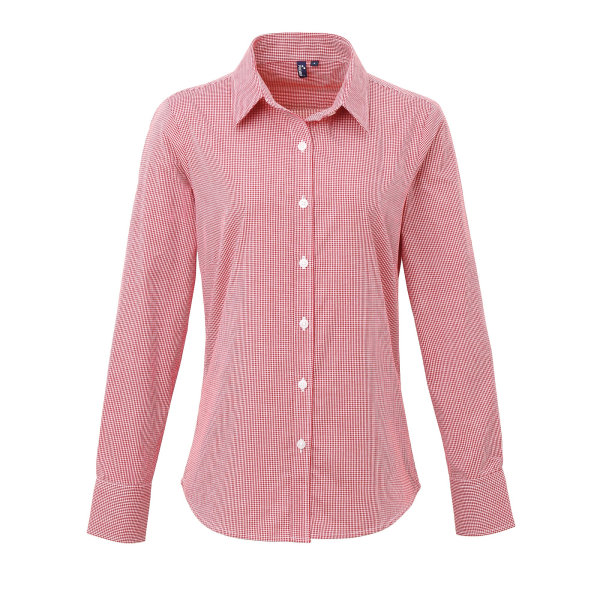 Premier Womens/Ladies Microcheck Long Sleeve Shirt XL Röd/Vit Red/White XL