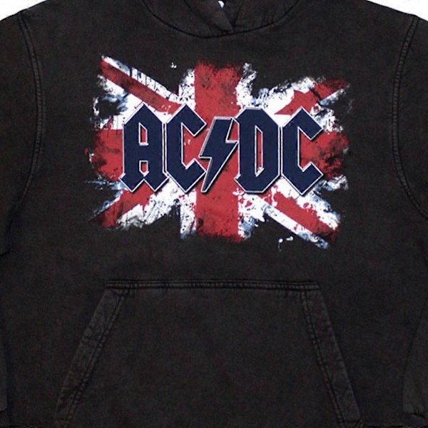 AC/DC Unisex Vuxen Union Jack Sten Tvättad Tröja med Huva M Kol Charcoal Grey M