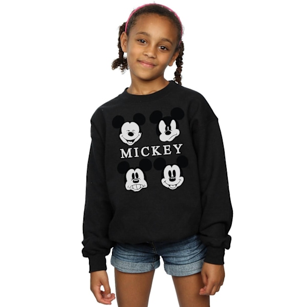 Disney Girls Mickey Mouse Fyra Huvuden Sweatshirt 7-8 År Svart Black 7-8 Years