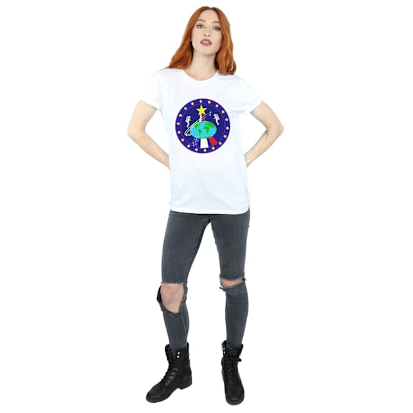 NASA Dam/Damer Classic Globe Astronauts Bomull Boyfriend T-Shirt White XL