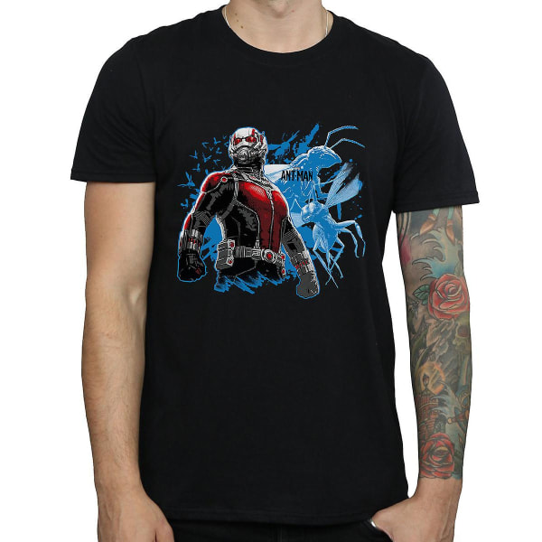Ant-Man herr T-shirt i bomull, svart, storlek L Black L