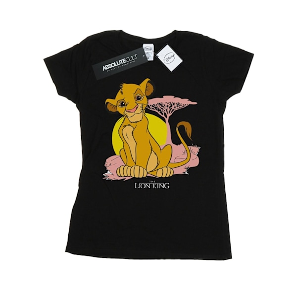 Disney Dam/Kvinnor Lejonkungen Simba Pastell Bomull T-shirt Black M