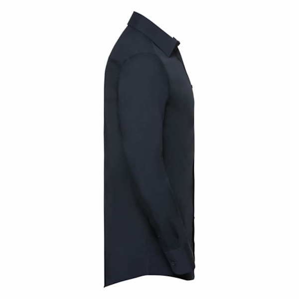 Russell Collection Herr Långärmad Poly-Cotton Easy Care Skräddarsydd Poplin Skjorta French Navy 4XL