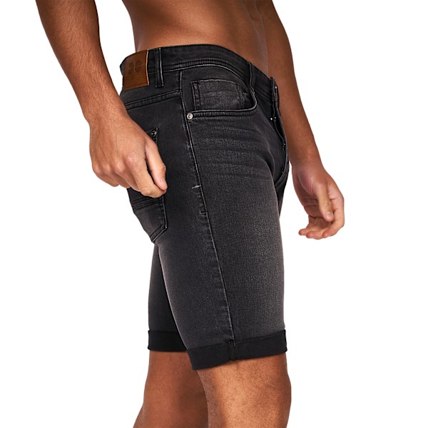 Crosshatch Herr Tadcaster Denim Shorts 34R Svart Black 34R