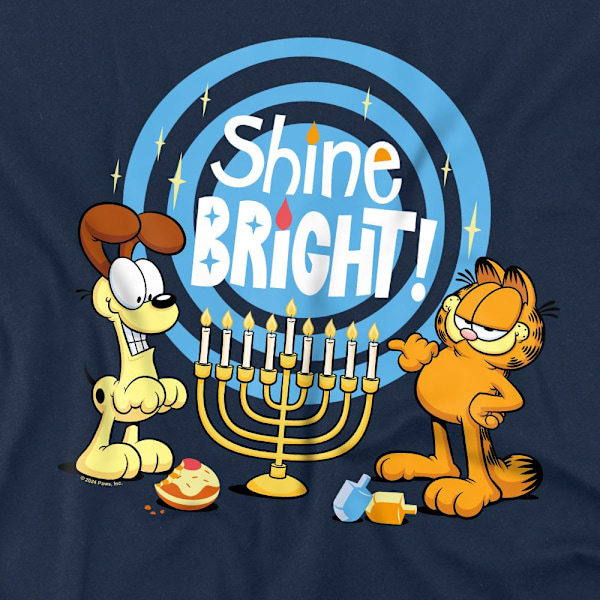 Garfield Herr Shine Bright For Hanukkah Odie T-Shirt M Marinblå Navy M