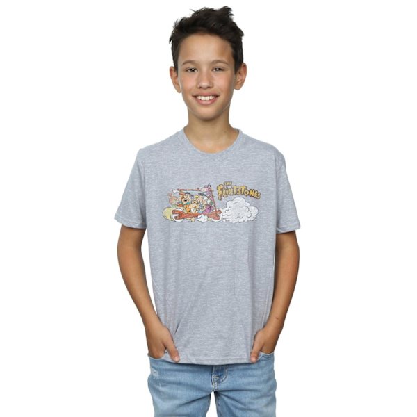 The Flintstones Boys Family Car Distressed T-Shirt 7-8 år Sp Sports Grey 7-8 Years