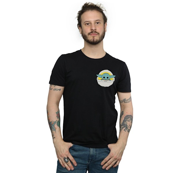 Star Wars The Mandalorian The Child Basket Breast Print T-shirt för män Black M