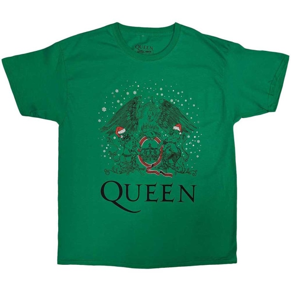 Queen Unisex Adult Holiday Crest Christmas T-Shirt XL Grön Green XL
