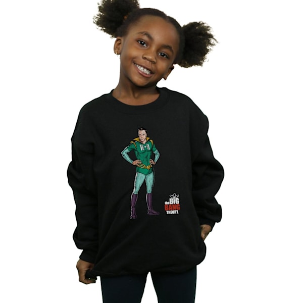 The Big Bang Theory Girls Sheldon Superhero Sweatshirt 5-6 år Black 5-6 Years