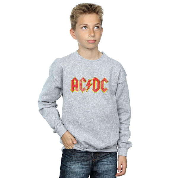 AC/DC Boys Distressed Logo Sweatshirt 7-8 år Sports Grey Sports Grey 7-8 Years