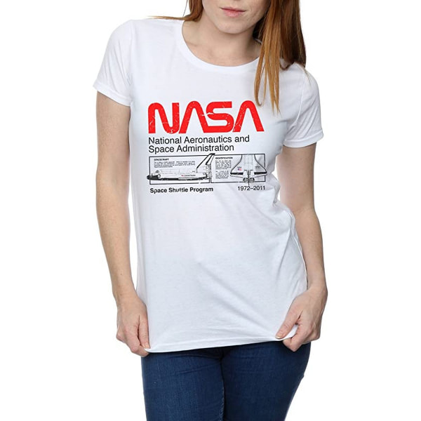 NASA Klassisk rymdfärja T-shirt i bomull, dam/dam, vit White S