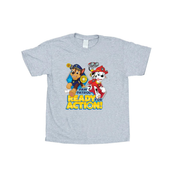 Nickelodeon Girls Paw Patrol Ready For Action T-shirt i bomull 3- Sports Grey 3-4 Years