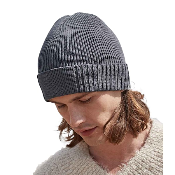 Beechfield Unisex Vuxen Ekologisk Bomull Engineered Patch Beanie Graphite Grey One Size