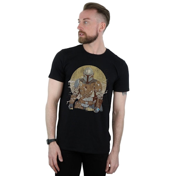 Star Wars The Mandalorian Distressed Warrior T-shirt för män 4XL B Black 4XL