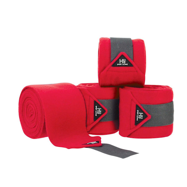 Hy Sport Active Luxury Horse Bandages (4-pack) Cob/Full Rose Rosette Red Cob/Full