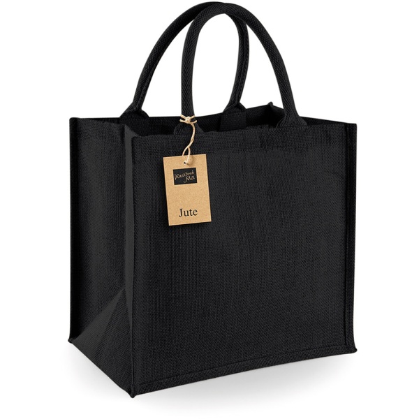 Westford Mill Jute Mini Tote Shopping Bag (14 liter) One Size Grey/Graphite One Size