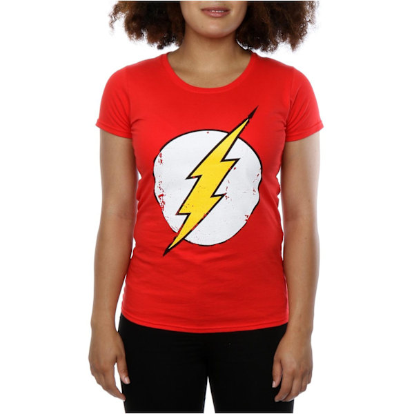 DC Comics Dam/Kvinnor Flash Distressed Logo Bomull T-shirt M Red M