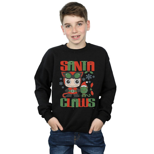 DC Comics Boys Chibi Catwoman Santa Claws Sweatshirt 9-11 år Black 9-11 Years