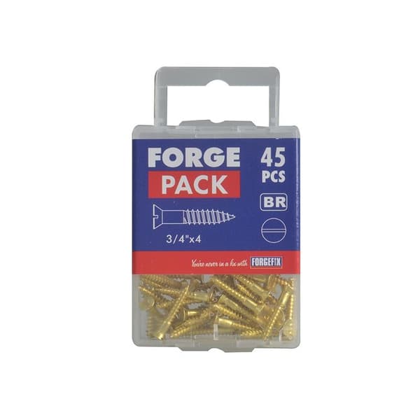 Forgefix Träskruvar, Spårskruv, Försänkt, Mässing 3/4 tum x 4 ForgePack 4 Multi Colour 3/4in x 4 ForgePack 45