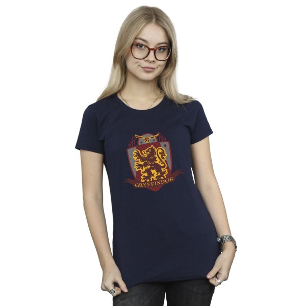 Harry Potter Dam/Kvinnor Gryffindor Bröst Badge Bomull T-Shir Navy Blue XXL