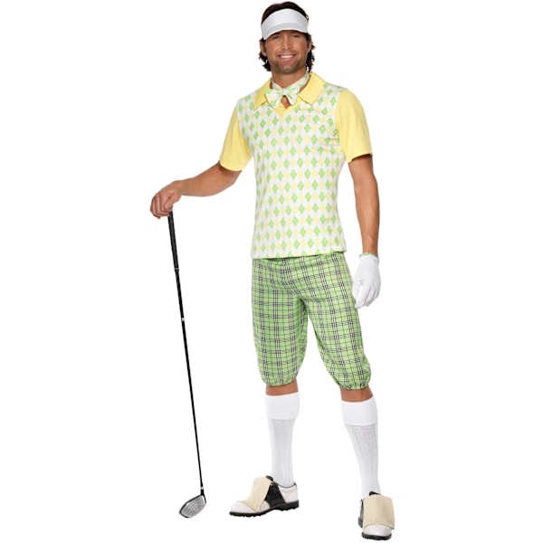 Smiffys Herr Gone Golfing Kostym M Vit/Grön/Gul White/Green/Yellow M