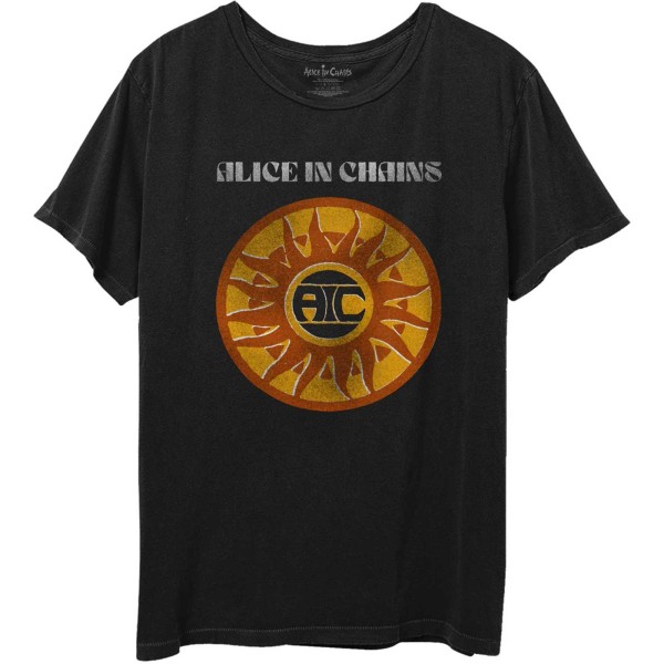 Alice In Chains Unisex Adult Circle Sun Vintage Cotton T-Shirt Black L