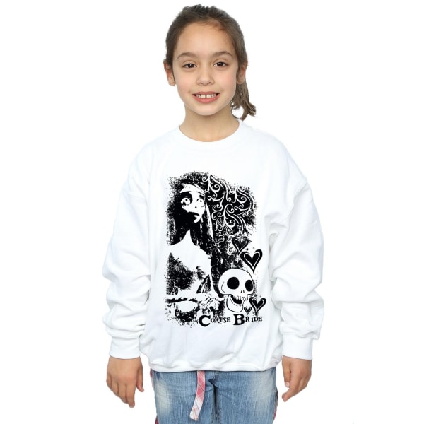 Corpse Bride Girls Skull Logo Sweatshirt 5-6 år Vit White 5-6 Years