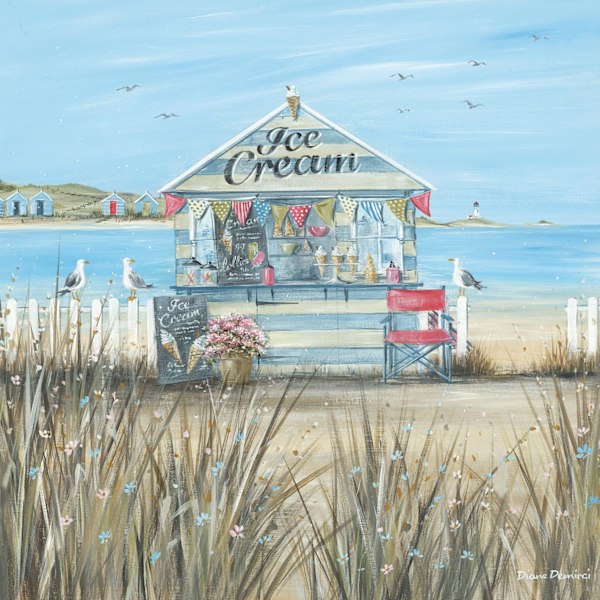 Diane Demirci Beach Ice Cream Canvas Print 60cm x 60cm Blå/Brun Blue/Brown 60cm x 60cm