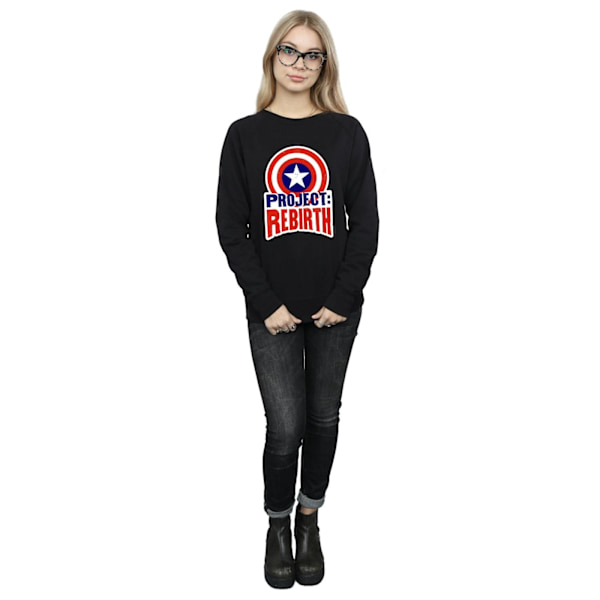 Marvel Dam/Kvinnor Captain America Project Rebirth Sweatshirt Black XXL