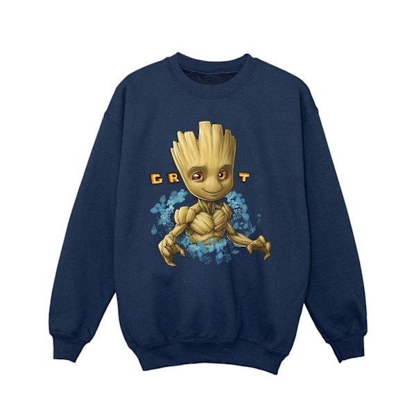 Guardians Of The Galaxy Flickor Groot Blommor Sweatshirt 3-4 År Navy Blue 3-4 Years